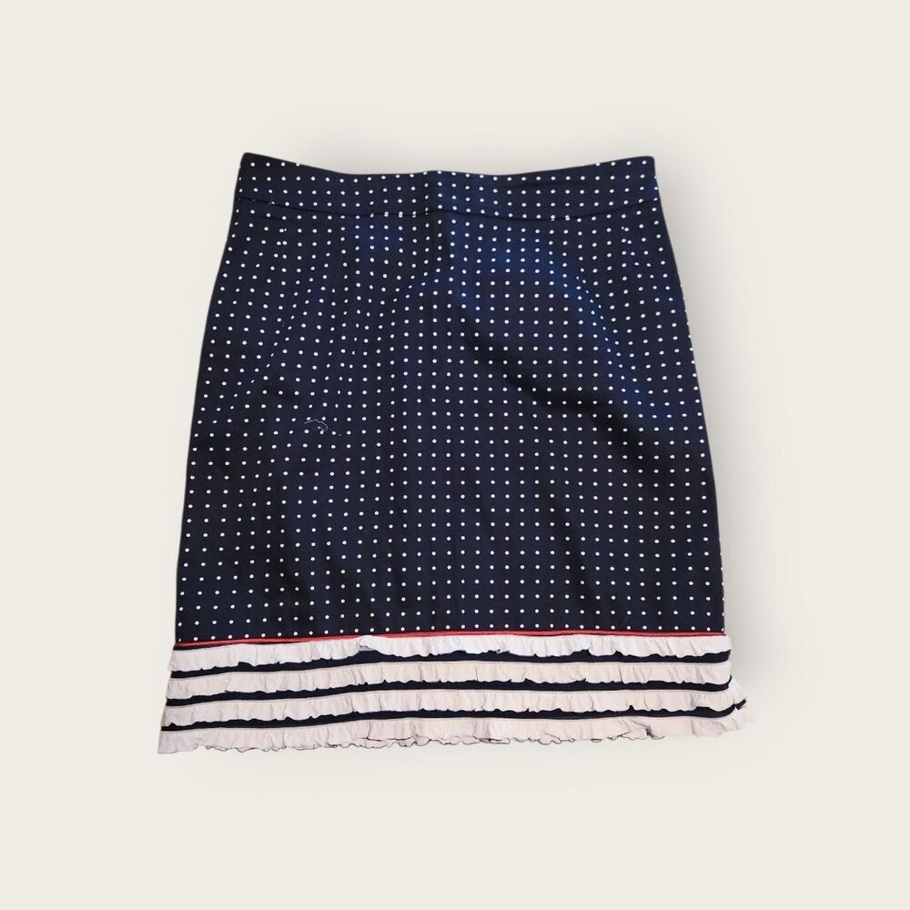 Vintage Y2k Chopin Euro made in Italy black polka-dot ruffle hem midi skirt